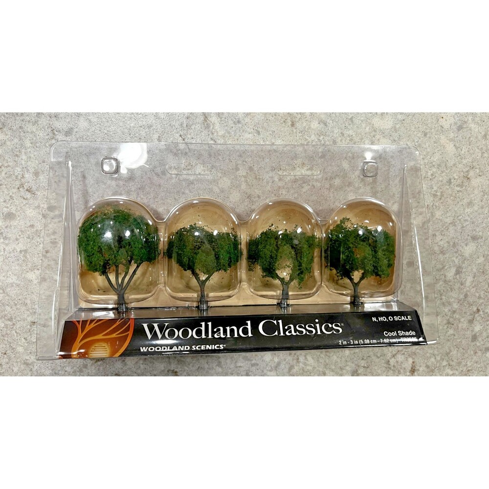2in 3in. Cool Shade - Pack of 4 - OO/HO trees Woodland Scenics TR3505 - Picture 1 of 2